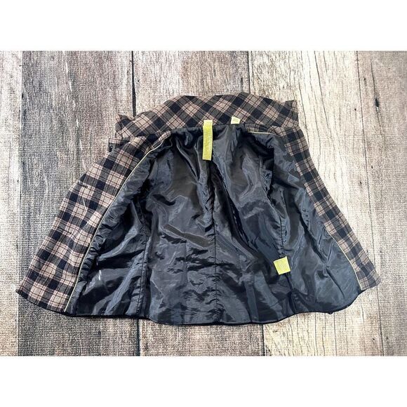 Soia & Kyo Women's Wool Blend Coat Jacket Tan Plaid Size Small Big Button - Picture 4 of 7